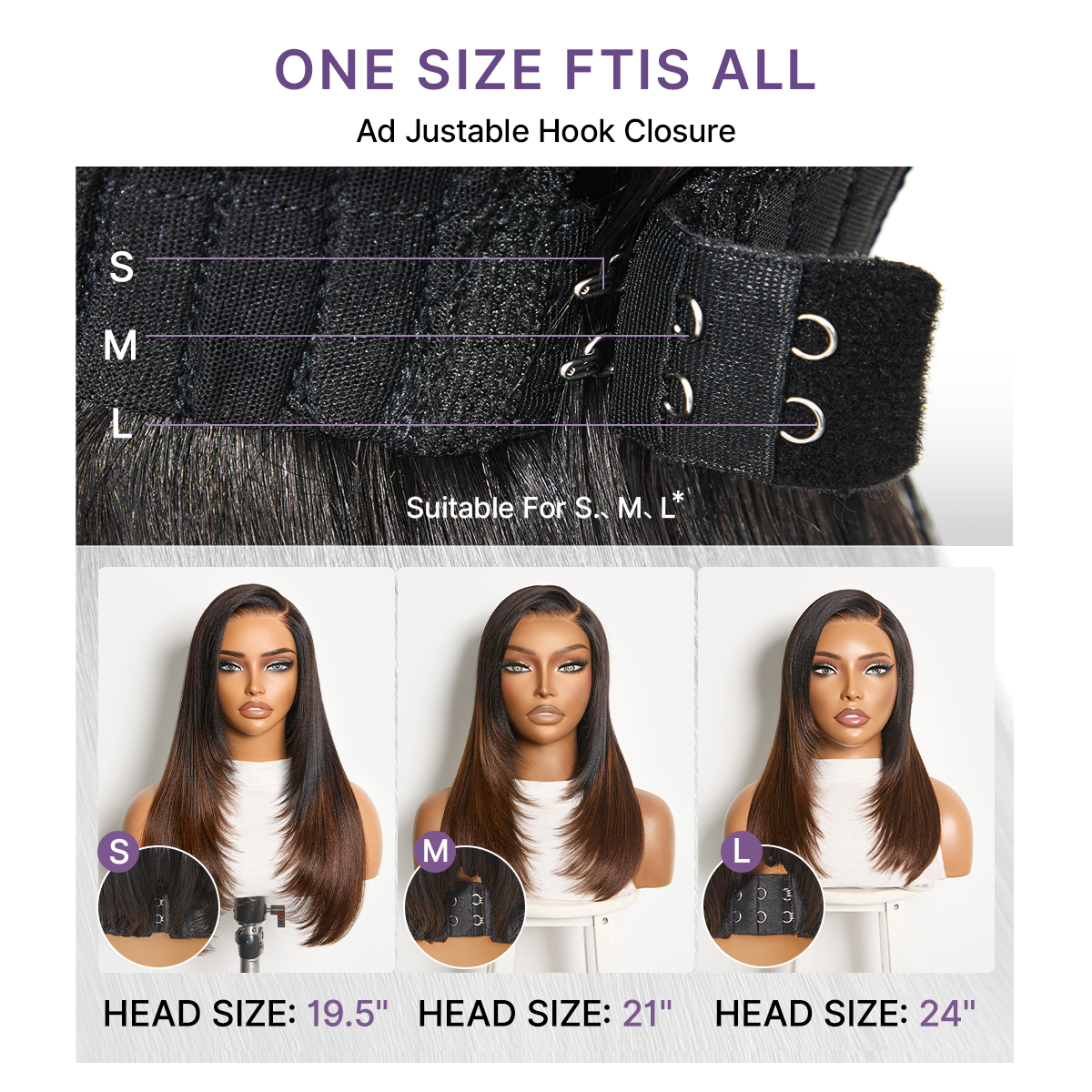 Luvme All-Day Comfort™ Wig 180% Density Ombre Brown Butterfly Cut Layered Light Yaki Straight Glueless 7x6 Closure HD Lace Human Hair Wig Pre-Cut Lace
