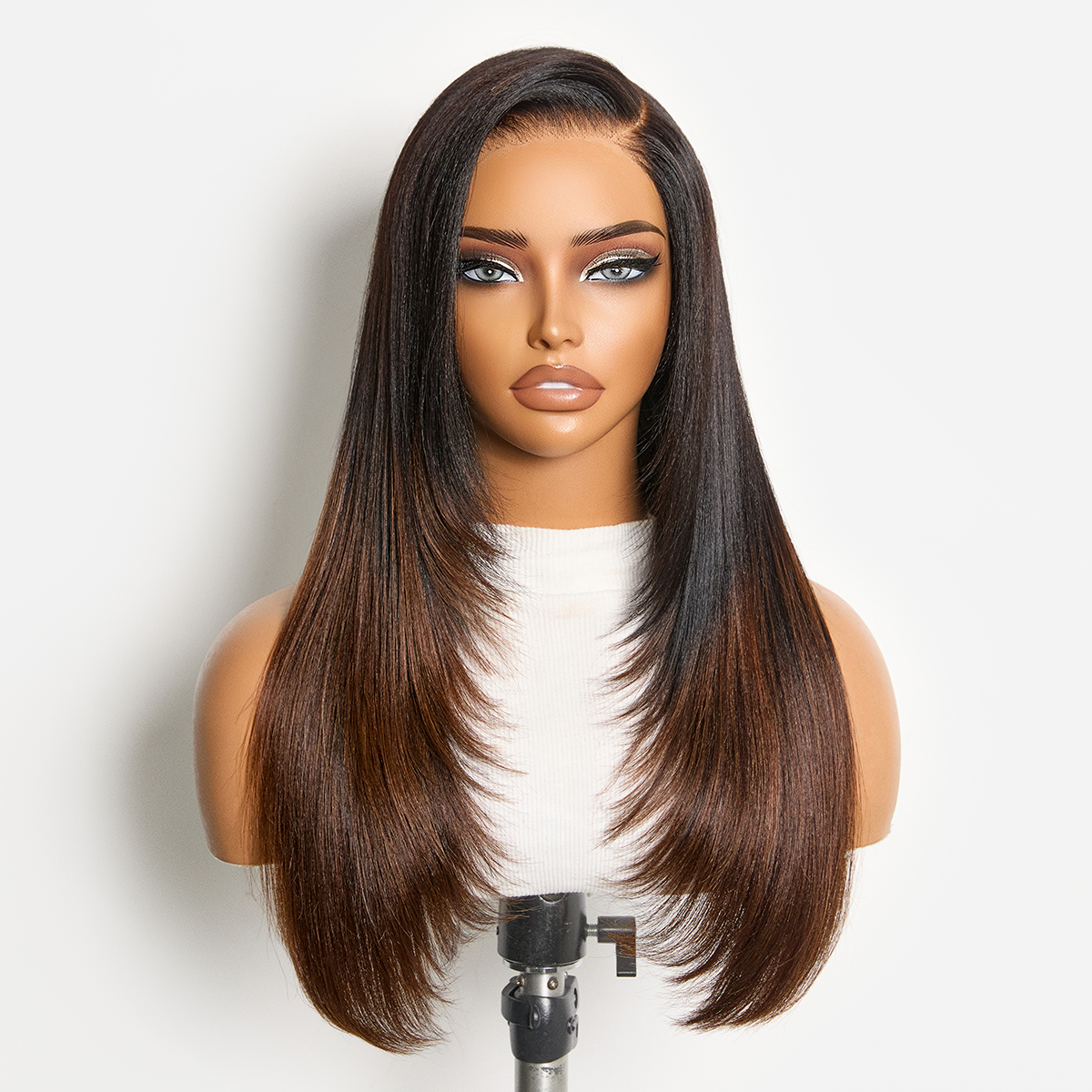 Luvme All-Day Comfort Wig 180% Density Blonde Highlight Butterfly Cut Layered Light Yaki Straight Glueless 7x6 Closure HD Lace Wig Pre-Cut Lace