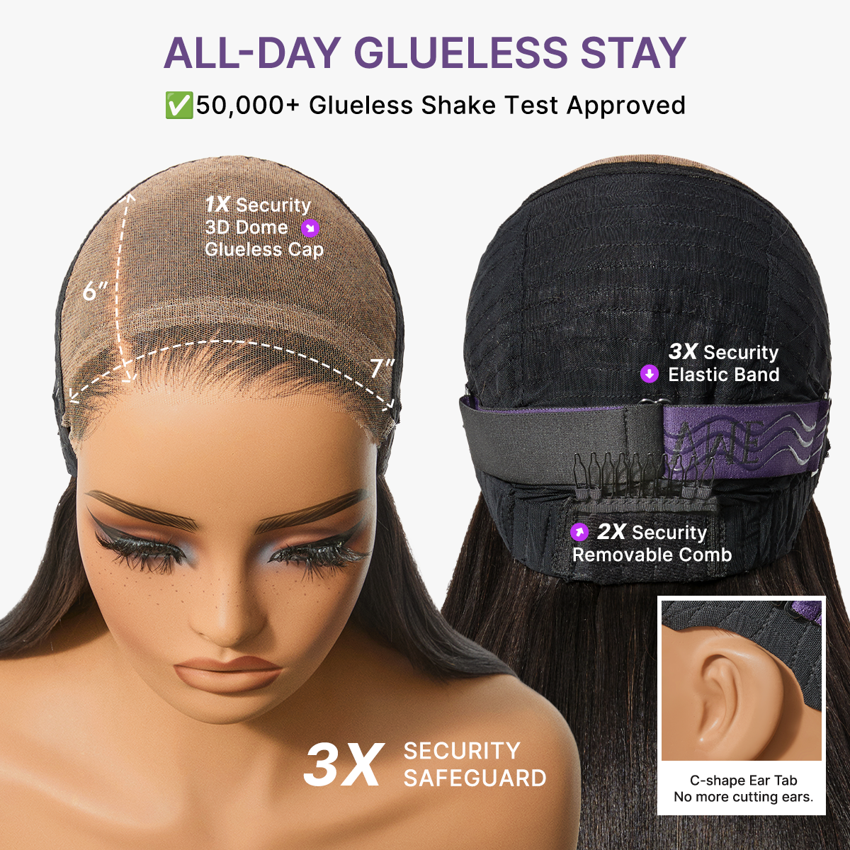 Luvme All-Day Comfort™ Wig 180% Density Ombre Brown Butterfly Cut Layered Light Yaki Straight Glueless 7x6 Closure HD Lace Human Hair Wig Pre-Cut Lace