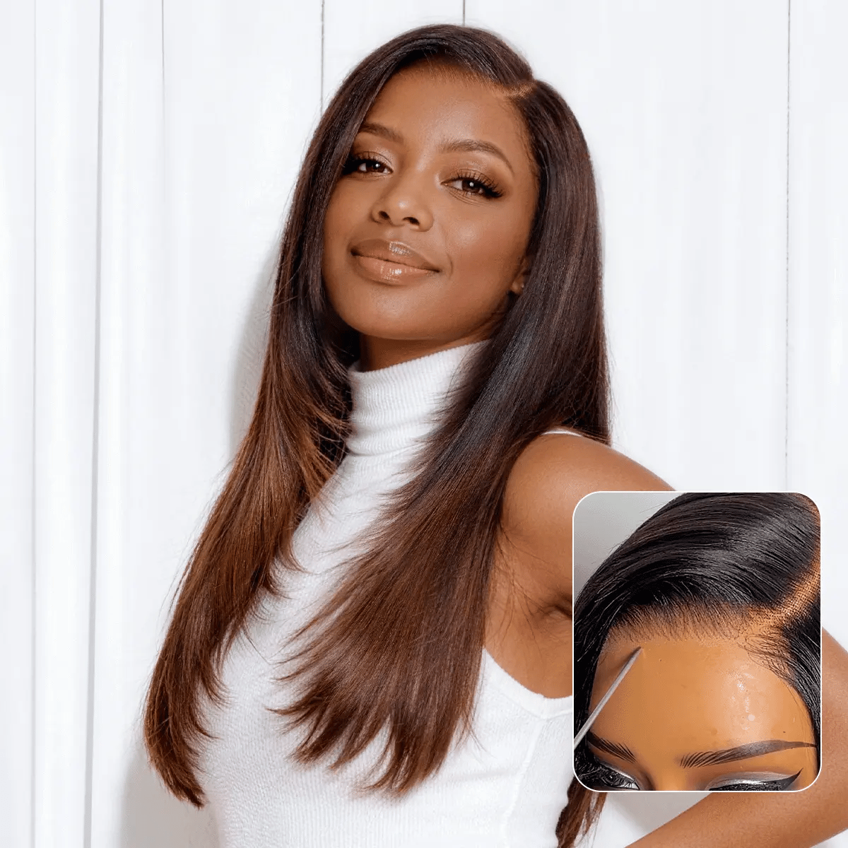 Luvme All-Day Comfort Wig 180% Density Blonde Highlight Butterfly Cut Layered Light Yaki Straight Glueless 7x6 Closure HD Lace Wig Pre-Cut Lace