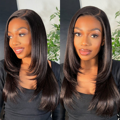 Luvme All-Day Comfort Wig 180% Density Blonde Highlight Butterfly Cut Layered Light Yaki Straight Glueless 7x6 Closure HD Lace Wig Pre-Cut Lace