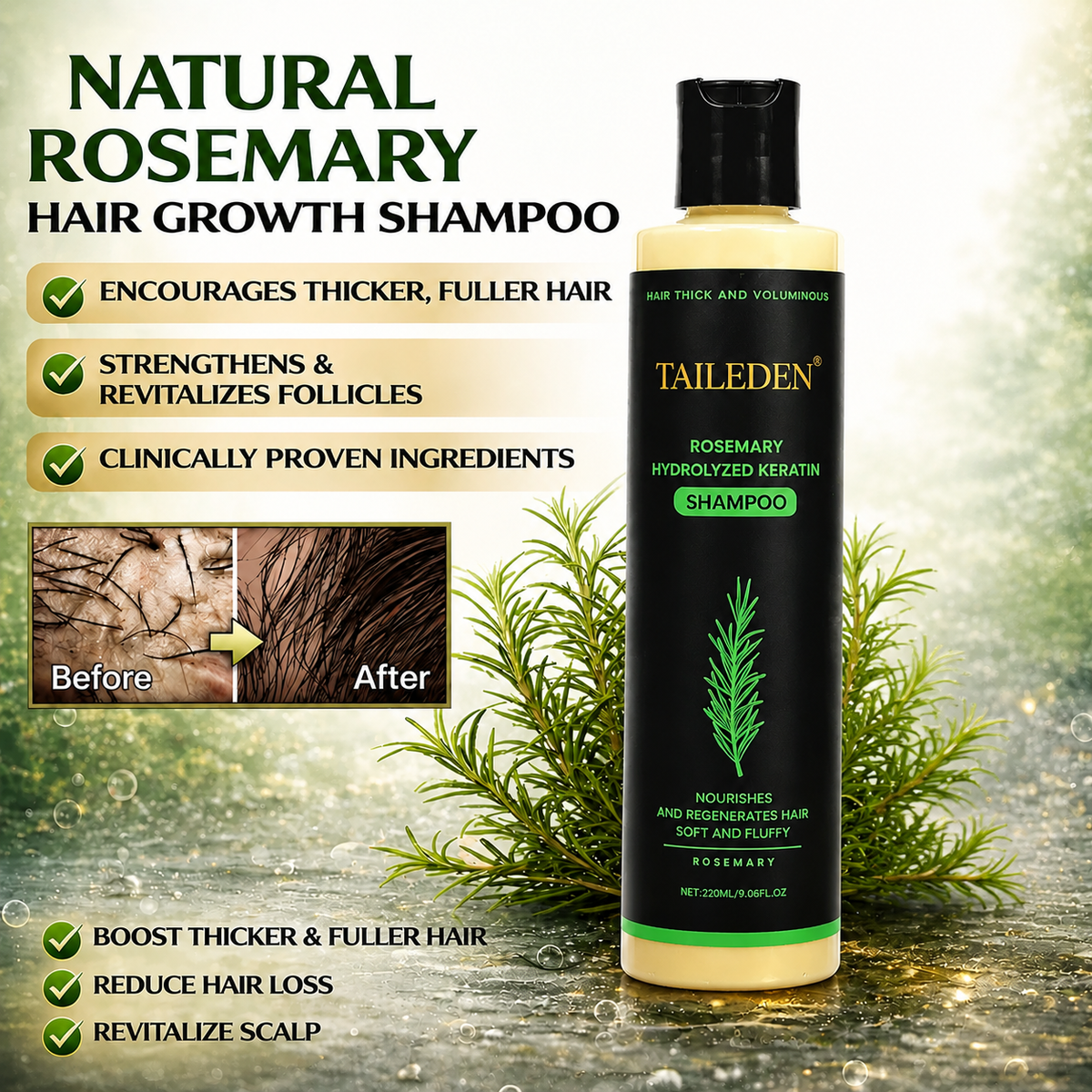 🔥LAST DAY 50% OFF - 🌿TAILEDEN® Organic Rosemary Hair Growth Shampoo