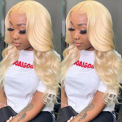 #613 Blonde Glueless Skin Like HD Lace Frontal Wig Body Wave Bleached Blonde Human Hair Wigs