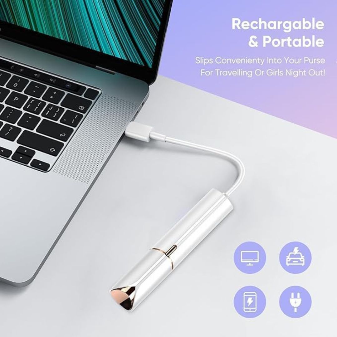 2-in-1 Rechargeable Facial Hair Remover & Eyebrow Trimmer with LED Light