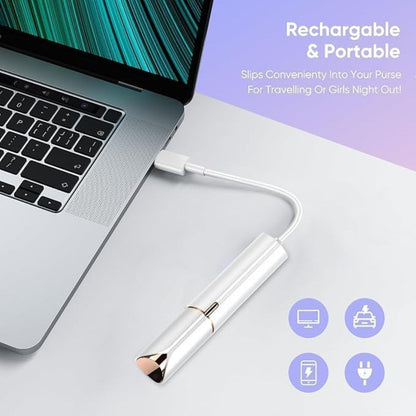 2-in-1 Rechargeable Facial Hair Remover & Eyebrow Trimmer with LED Light