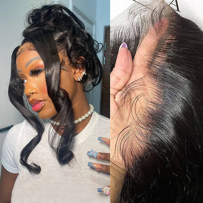 Pre Everything Glueless 360 Lace Wigs Body Wave Human Hair 180% Density Lace Parting Anywhere Fit All Head Size 360 Wig