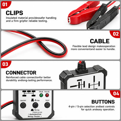 DW960 12V/24V Automotive Relay Tester (Suitable for 4-pin and 5-pin relays)