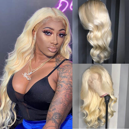 #613 Blonde Glueless Skin Like HD Lace Frontal Wig Body Wave Bleached Blonde Human Hair Wigs
