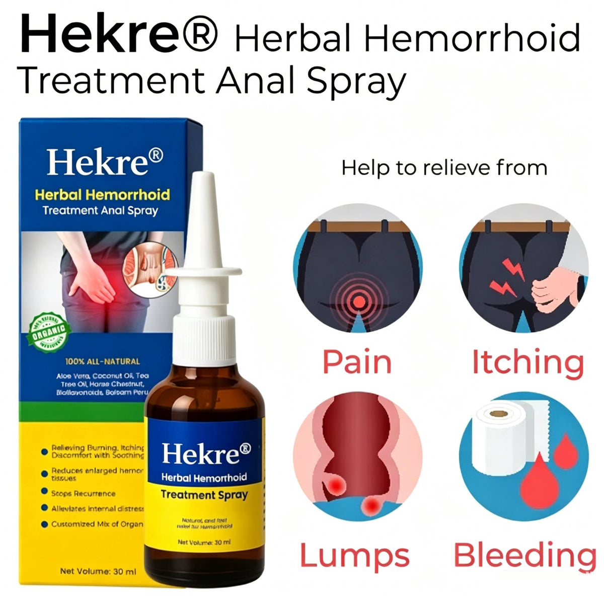 Hekre® Herbal Hemorrhoid Treatment Anal Spray Pro