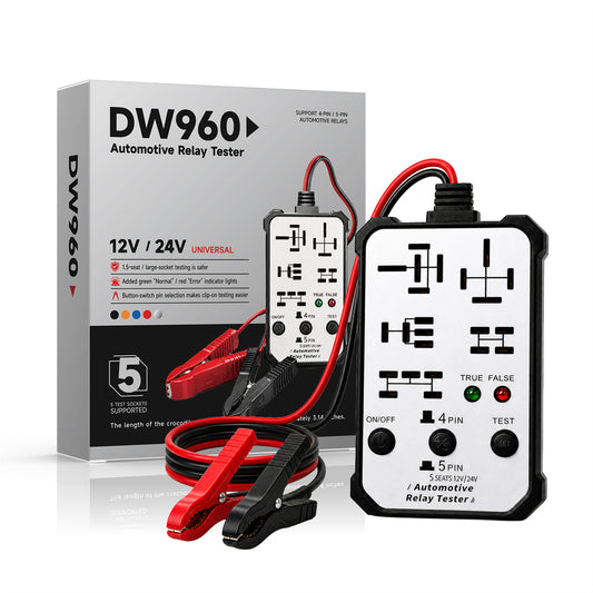 DW960 12V/24V Automotive Relay Tester (Suitable for 4-pin and 5-pin relays)
