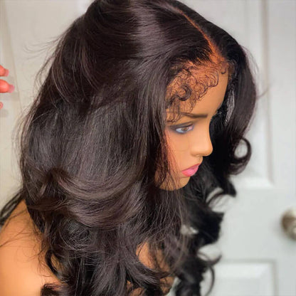Natural 4C Edges Curly Baby Hair 13X6 HD Lace Front Human Hair Wigs Body Wave Wigs