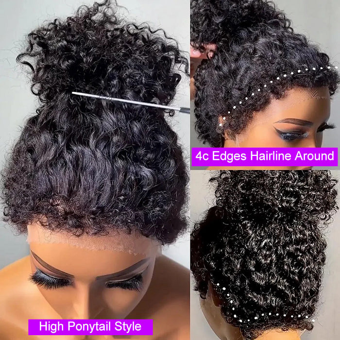 4C Edges Hairline Wig Deep Wave 8x5/13x6 HD Lace Front Wigs Human Hair With Curly Baby Hair Realistic Hairline
