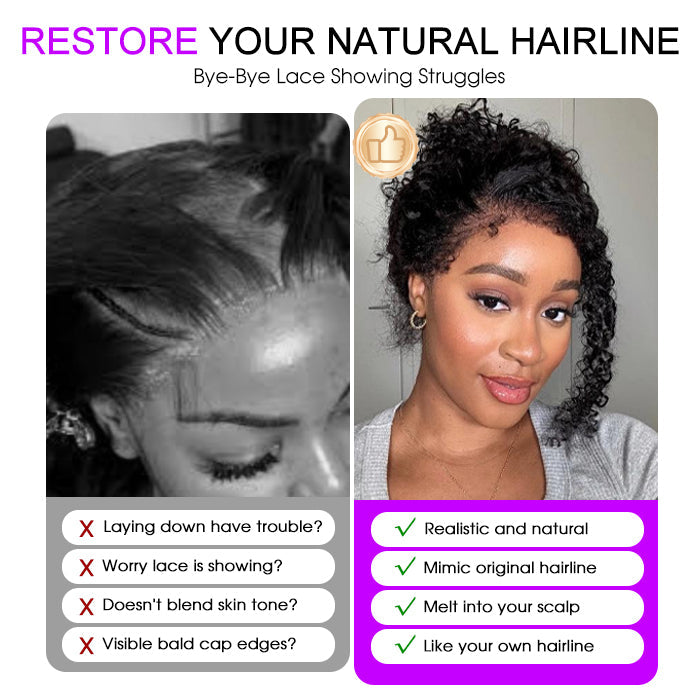 4C Edges Hairline Wig Deep Wave 8x5/13x6 HD Lace Front Wigs Human Hair With Curly Baby Hair Realistic Hairline