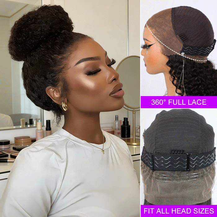 Type 4C Kinky Edges Hairline Glueless Wig Kinky Curly 13x6 Swiss HD Lace Wigs Human Hair