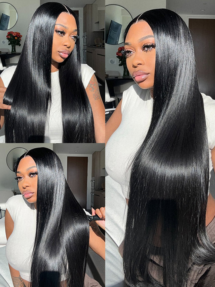 HD Lace Super Natural Hairline 28-40inch Silky Straight 13x6 Frontal Lace Wig Human Hair Pre-bleached