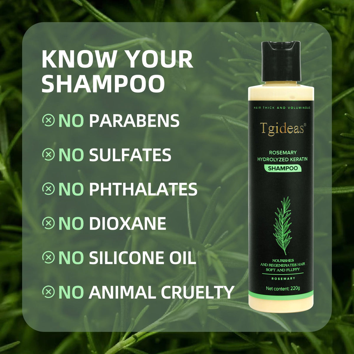 Tgideas® Rosemary Shampoo | Hair Growth & Anti-Dandruff Scalp Treatment
