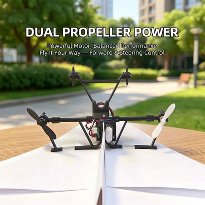 Hotfree Power-Up RC Paper Airplane Kit with Gyro Stabilizer – DIY Electric Remote Control Plane with Dual Propellers, Lightweight Foldable Flying STEM Toy