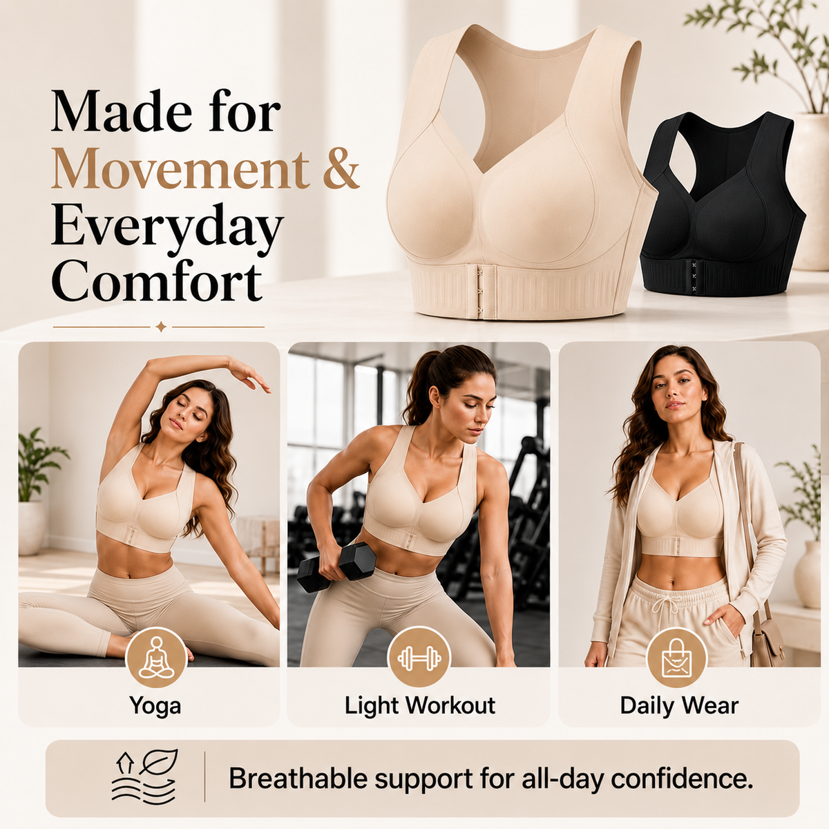 🔥LAST DAY 50% OFF Cross Back Front Closure Wireless Posture Support Bra