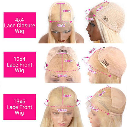 #613 Blonde Glueless Skin Like HD Lace Frontal Wig Body Wave Bleached Blonde Human Hair Wigs