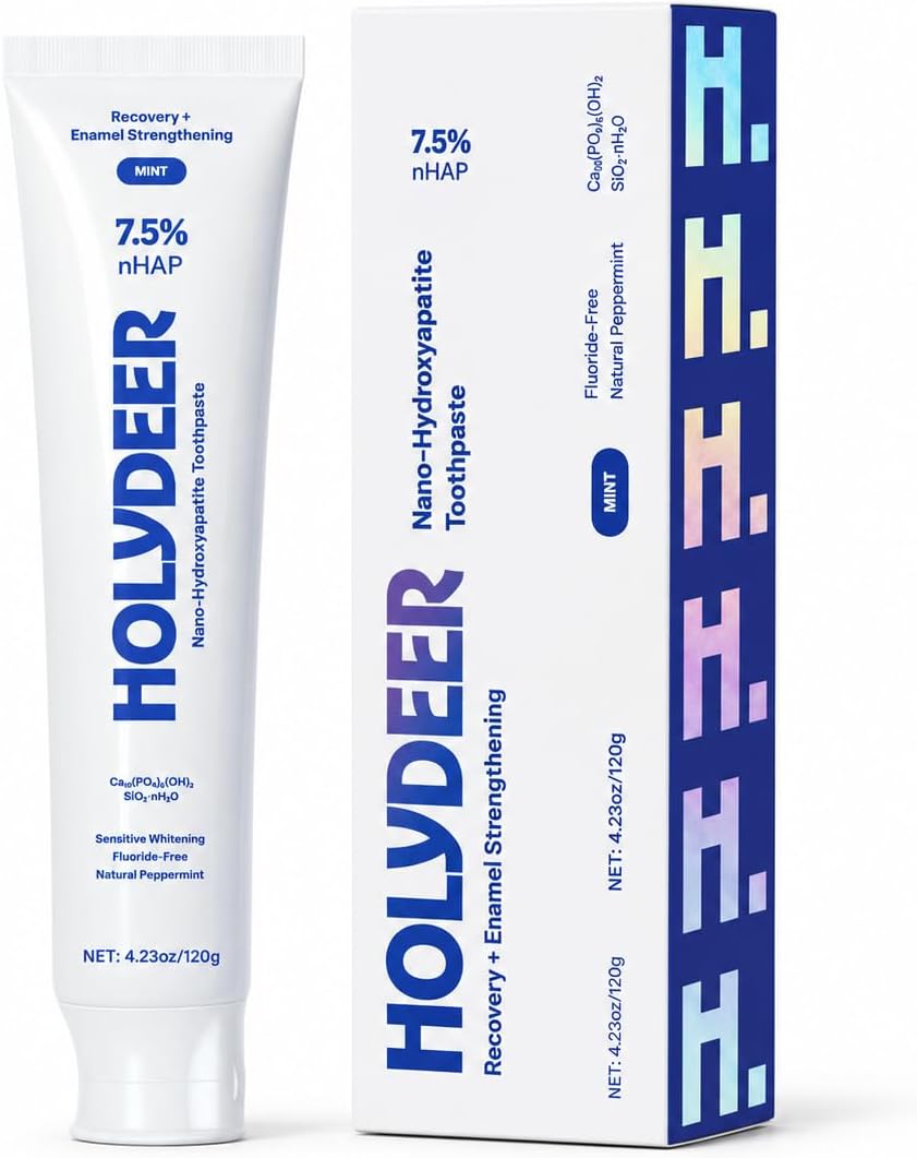 Nano-Hydroxyapatite Toothpaste, Mint, 7.5% nHAP, Fluoride-Free, Sensitive Whitening, Enamel Strengthening, 4.23 oz