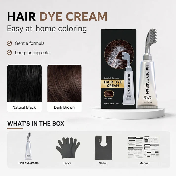 Unisex Grey Coverage Hair Dye with Hair Care