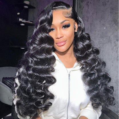 Loose Wave 13x6 Full Lace Frontal Wig Pre Bleached Glueless Lace Human Hair Wigs For Women