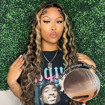 Blonde Highlight 8*5 Pre Cut HD Lace Closure Wigs Glueless Ready & Go Wig #MB/27 Color