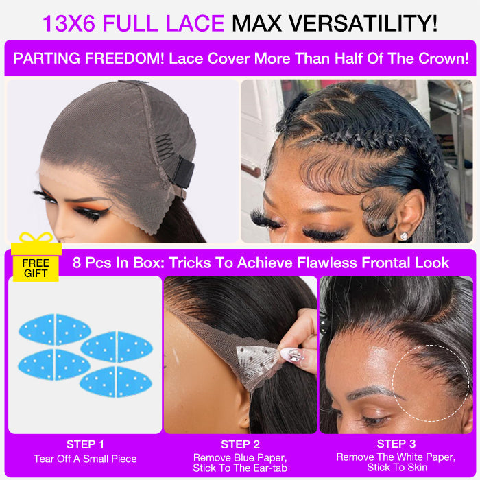Full 13x6 Lace Frontal Wig Skin Melt HD Lace Wig Body Wave Pre Plucked & Bleached Glueless Wig