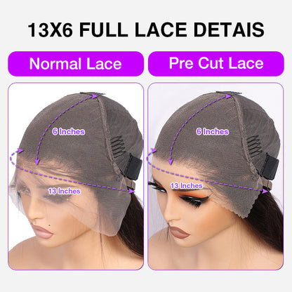 Full 13x6 Lace Frontal Wig Skin Melt HD Lace Wig Body Wave Pre Plucked & Bleached Glueless Wig