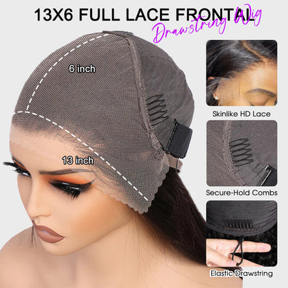 M1B/27 Highlight Body Wave Drawstring 13x6 Full Lace Frontal Human Hair Wigs