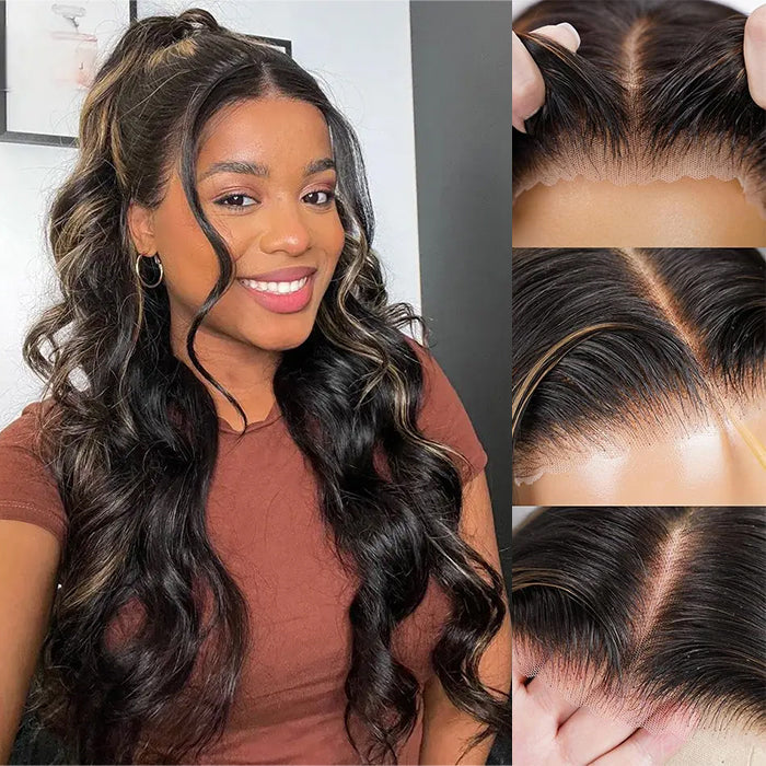 M1B/27 Highlight Body Wave Drawstring 13x6 Full Lace Frontal Human Hair Wigs