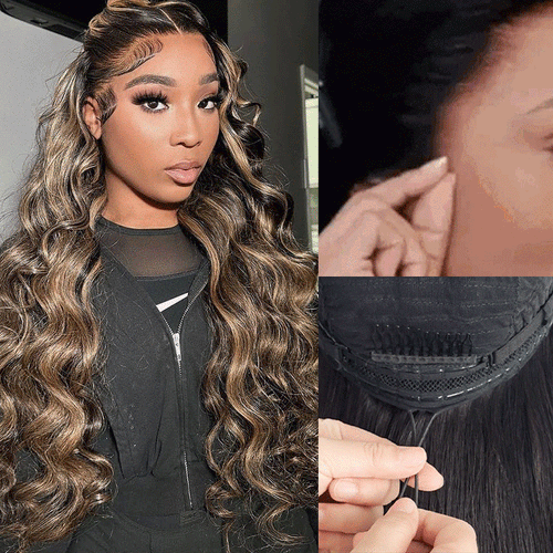 M1B/27 Highlight Body Wave Drawstring 13x6 Full Lace Frontal Human Hair Wigs