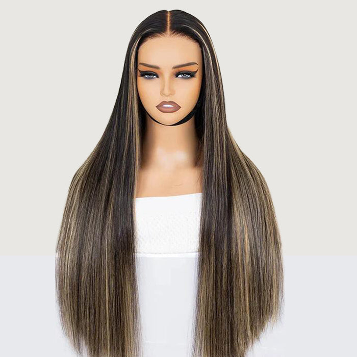 Honey Blonde Highlight Body Wave Lace Front Wigs Glueless HD Lace Human Hair Wig 220% Density