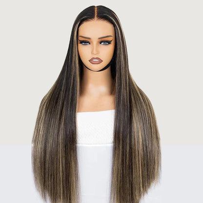 Honey Blonde Highlight Body Wave Lace Front Wigs Glueless HD Lace Human Hair Wig 220% Density