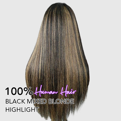 Honey Blonde Highlight Body Wave Lace Front Wigs Glueless HD Lace Human Hair Wig 220% Density