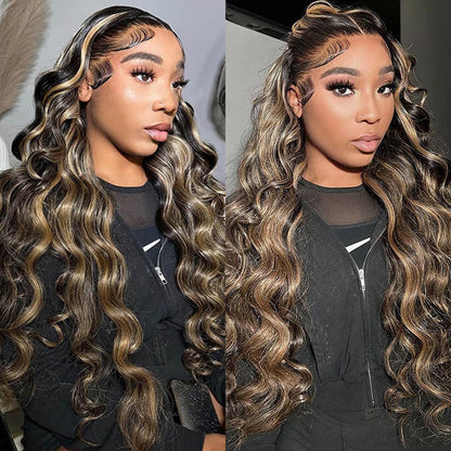 #1b/27 Blonde Highlights 4x4 HD Lace Closure Glueless Human Hair Wig