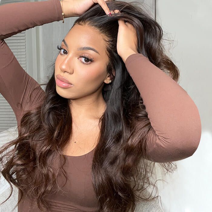 Ombre 1B/4 Brown Body Wave Invisi-String Snug Fit 360 Lace Frontal Wig Pre-Everything