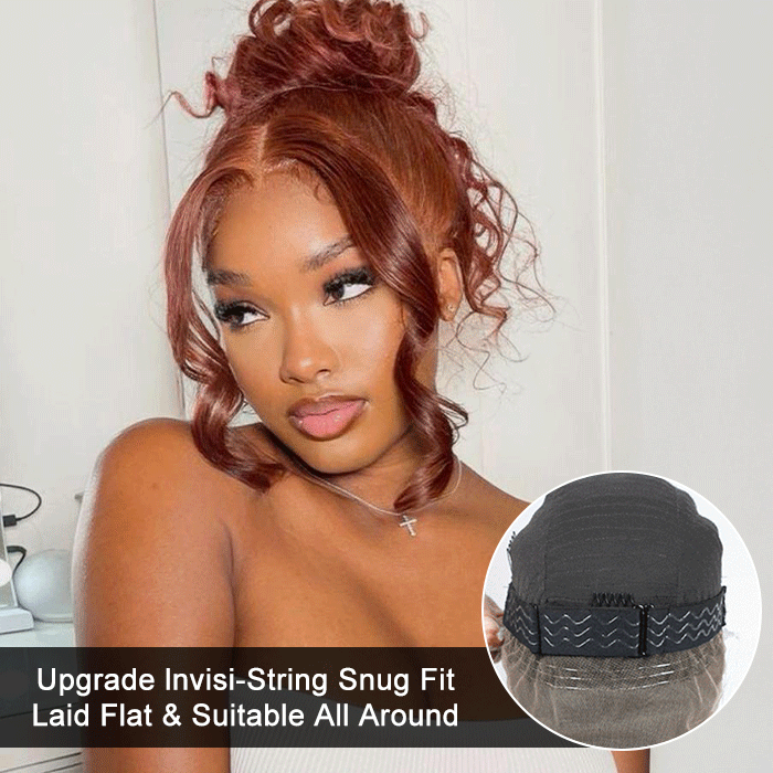 Reddish Brown Human Hair Body Wave Wigs 13X6 360 HD Lace Front Wigs Pre-Plucked Hairline