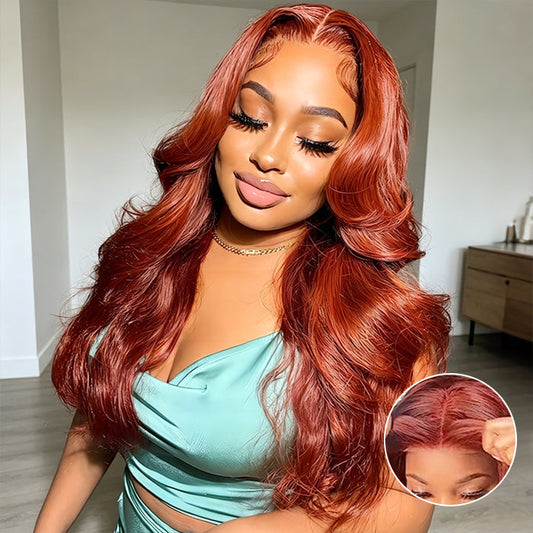 #33 Reddish Brown Color Upgrade 8*5 Pre Cut HD Lace Closure Wigs Glueless Ready & Go Wig