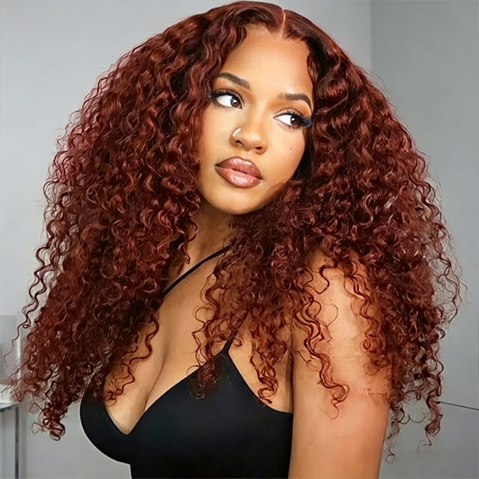 Reddish Brown 5x5/13x4 HD Lace Wig #33 Auburn Colored Deep Wave Lace Front Human Hair Wigs For Women