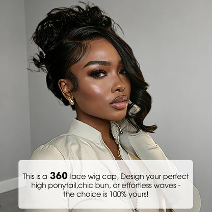 Pre Everything Glueless 360 Lace Wigs Body Wave Human Hair 180% Density Lace Parting Anywhere Fit All Head Size 360 Wig