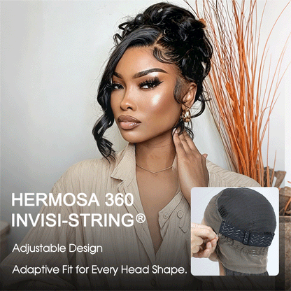 Body Wave Invisi-String Snug Fit 360 HD Lace Frontal Glueless Wig With Bleached Knots Lace Parting Anywhere