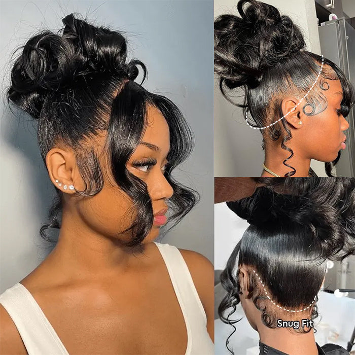 Body Wave Invisi-String Snug Fit 360 HD Lace Frontal Glueless Wig With Bleached Knots Lace Parting Anywhere