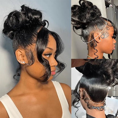 Body Wave Invisi-String Snug Fit 360 HD Lace Frontal Glueless Wig With Bleached Knots Lace Parting Anywhere
