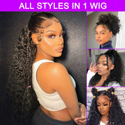 360 Full Lace Glueless Deep Wave Wigs with Invisi-String Snug Fit Pre-cut & Pre-bleached Human Hair Wig For Women