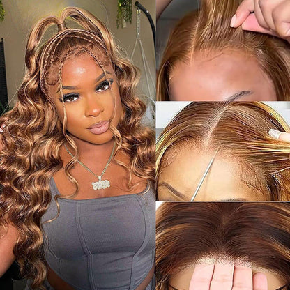 Highlight Glueless Body Wave Wigs For Beginner 8x5 Closure HD Lace Human Hair Pre Everything Wigs