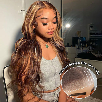 Highlight Glueless Body Wave Wigs For Beginner 8x5 Closure HD Lace Human Hair Pre Everything Wigs