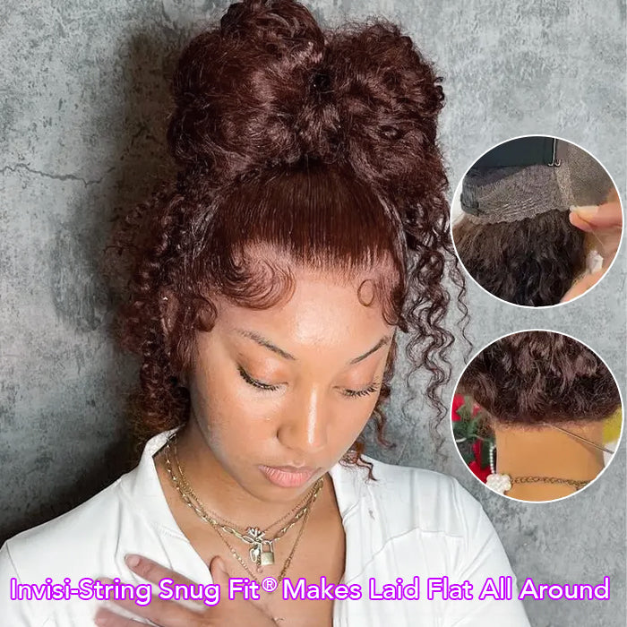 Glueless Invisi-String Snug Fit 360 HD Lace Frontal #4 Chocolate Brown Deep Wave Put on & Go Wigs