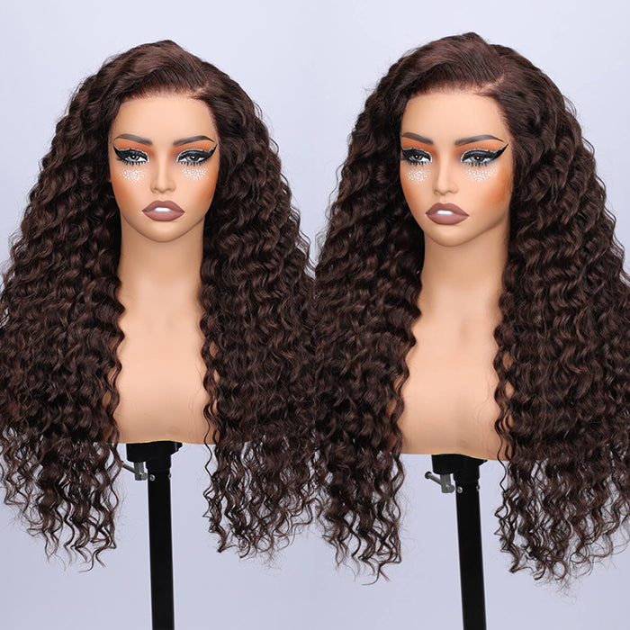 Glueless Invisi-String Snug Fit 360 HD Lace Frontal #4 Chocolate Brown Deep Wave Put on & Go Wigs