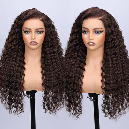 Glueless Invisi-String Snug Fit 360 HD Lace Frontal #4 Chocolate Brown Deep Wave Put on & Go Wigs